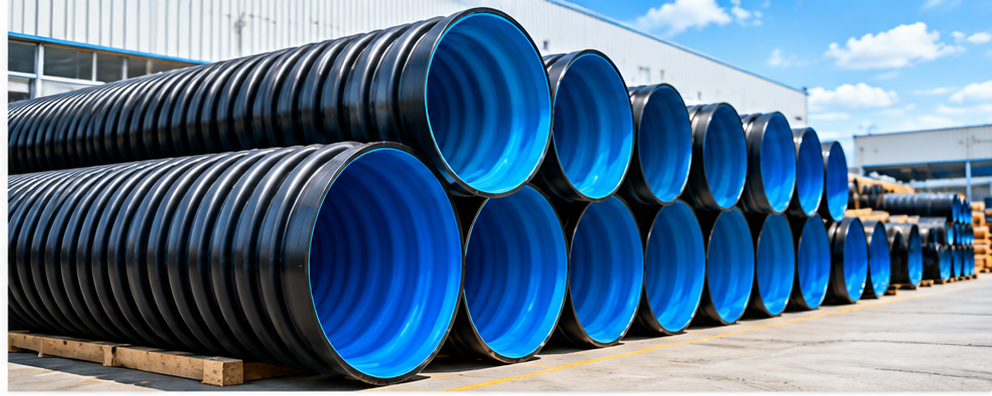 HDPE corrugated drainage pipes with ribbed outer walls
